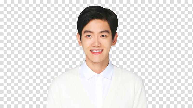 Baekhyun Nature Republic, smiling man in white collared top transparent background PNG clipart