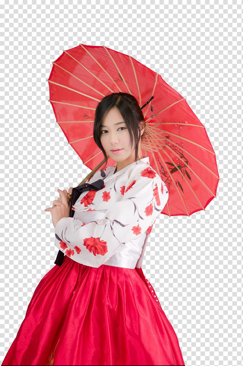 KIM HA YUL, woman standing and using red umbrella transparent background PNG clipart