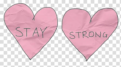 overlays tipo , two pink crumples heart with stay strong text transparent background PNG clipart
