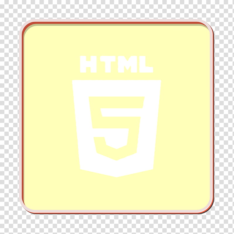 html5 icon • html icon, Yellow, Text, Rectangle, Line, Square, Material Property, Logo transparent background PNG clipart