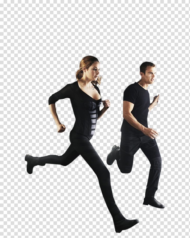 Divergente, man and woman running transparent background PNG clipart