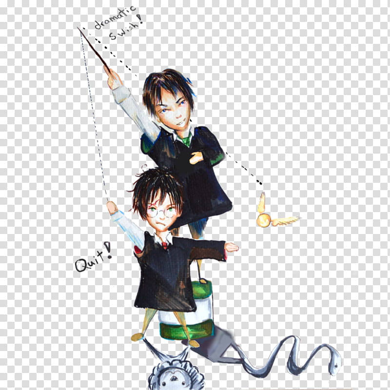 Dramatic Swish. Harry Potter Chibi + flash fiction transparent background PNG clipart