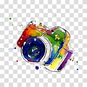 cameras, multicolored DSLR camera painting transparent background PNG clipart