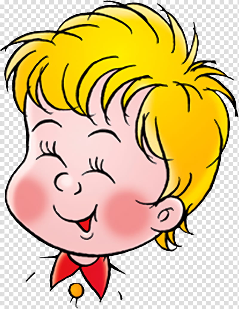 face cartoon hair cheek yellow, Cartoon Boy, Nose, Facial Expression, Smile, Head transparent background PNG clipart