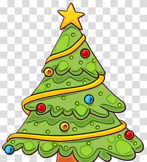 Christmas tree, Watercolor, Paint, Wet Ink, Oregon Pine, Christmas Decoration, Colorado Spruce, Holiday Ornament transparent background PNG clipart thumbnail