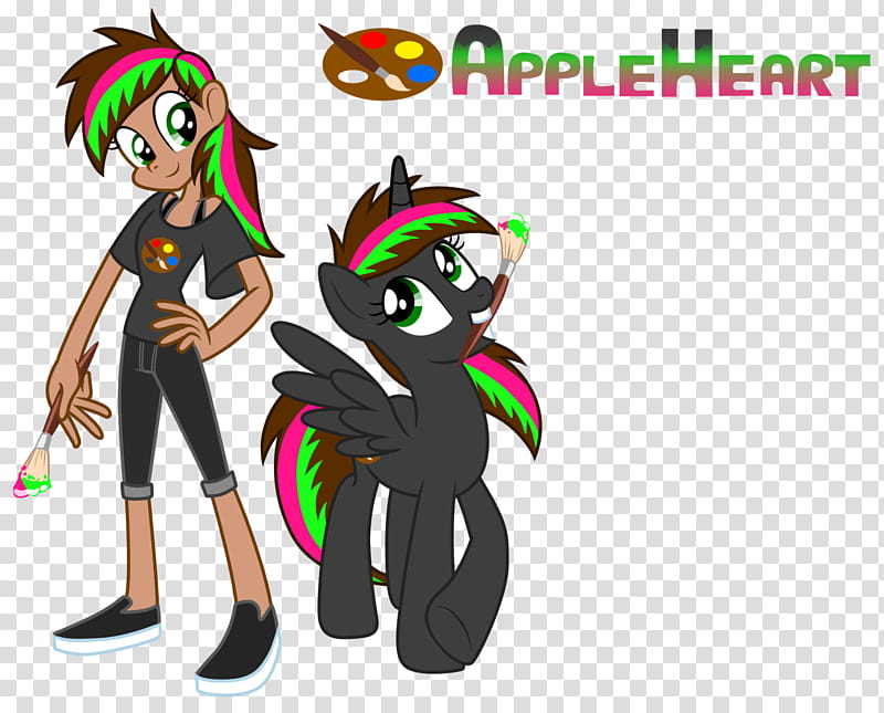 Commission Appleheart Pony Human, black unicorn illustration transparent background PNG clipart