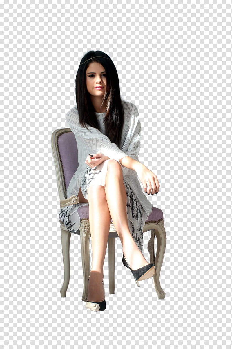 Selena Gomez , Selena Gomez sitting on chair transparent background PNG clipart