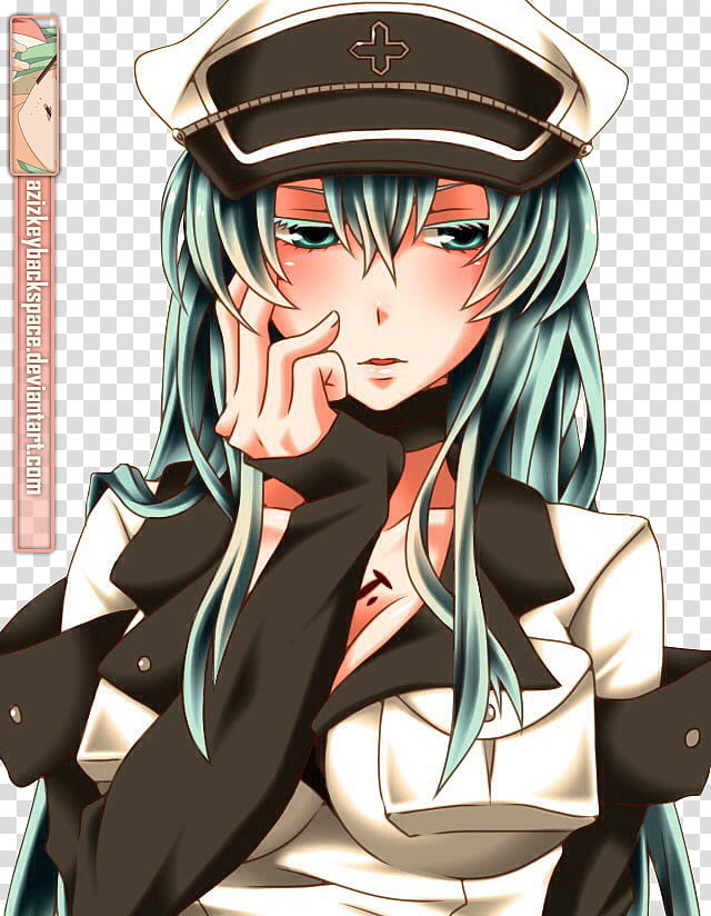 Esdeath (Akame ga Kill!), Render, blue haired female anime character wearing uniform transparent background PNG clipart