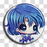 Sailor Mercury Chibi and Cute Pin Button transparent background PNG clipart