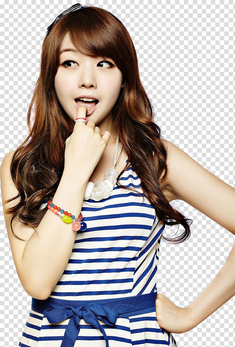 Minah Girl Day Render, brown haired girl touching her lips transparent background PNG clipart