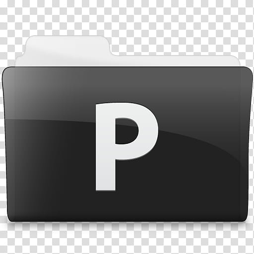 Black n White, black folder icon with letter p transparent background PNG clipart