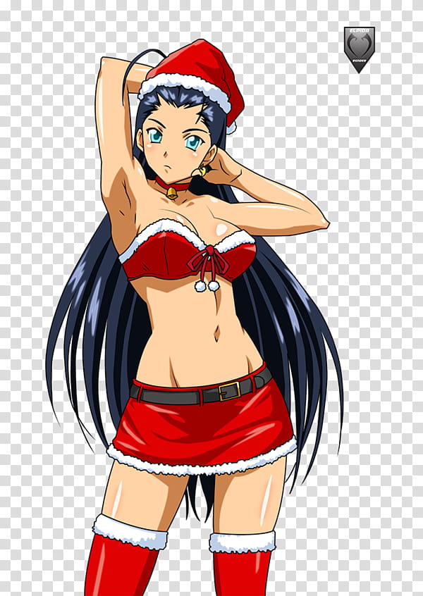 Kakouen Myousai Xmas Cut Out, girl wearing Santa costume anime character transparent background PNG clipart