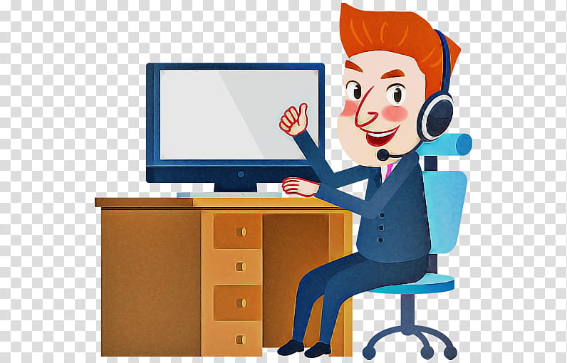 cartoon job employment teacher furniture, Cartoon, Computer Desk, Secretary transparent background PNG clipart