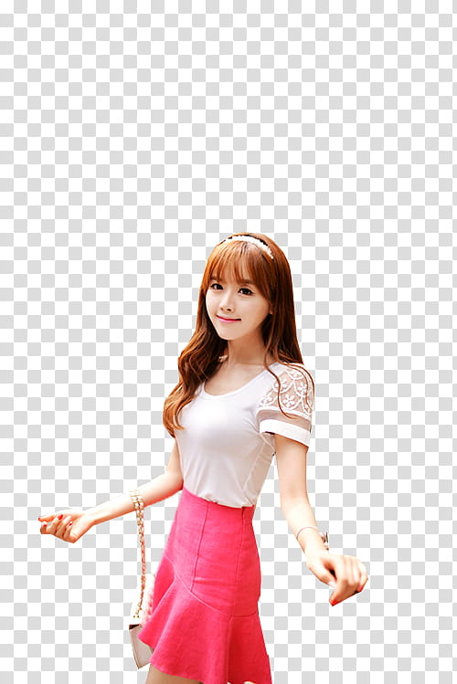 Ulzzang Girl, woman in white and pink skater dress transparent background PNG clipart