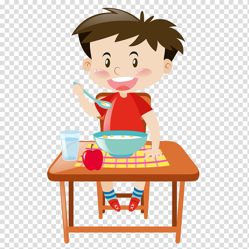 Child, Breakfast, Breakfast Cereal, Eating, Food, Meal, Cartoon, Table transparent background PNG clipart