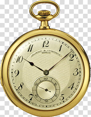 round gold-colored and white analog pocket watch transparent background PNG clipart