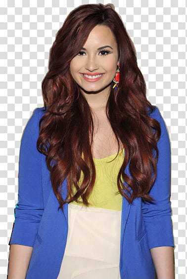 Demi Lovato  s, woman wearing blue cardigan transparent background PNG clipart