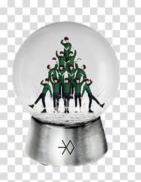 EXO Miracle of December Ver, people forming tree water globe transparent background PNG clipart