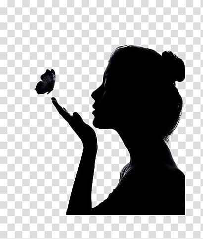woman blowing butterfly transparent background PNG clipart