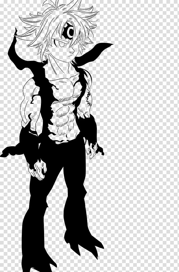 Meliodas Assault Mode Lineart transparent background PNG clipart