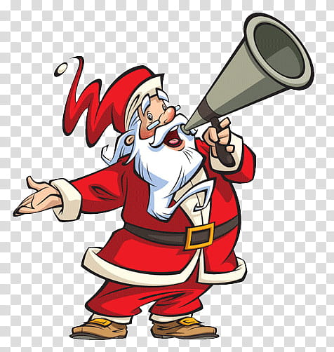 navidad, Santa Claus with megaphone transparent background PNG clipart