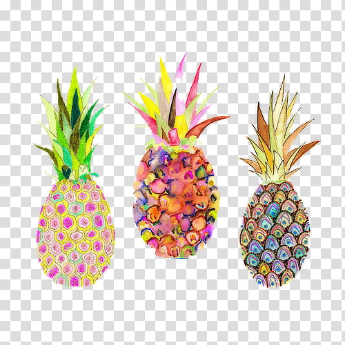 , three assorted-color pineapples illustration transparent background PNG clipart