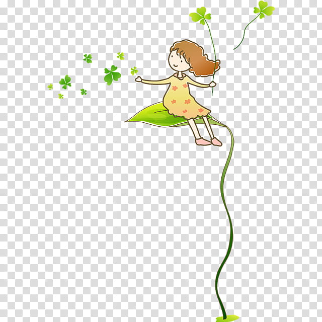 Green Leaf, Fourleaf Clover, Cartoon, Poster, Flora, Flower, Plant, Plant Stem transparent background PNG clipart