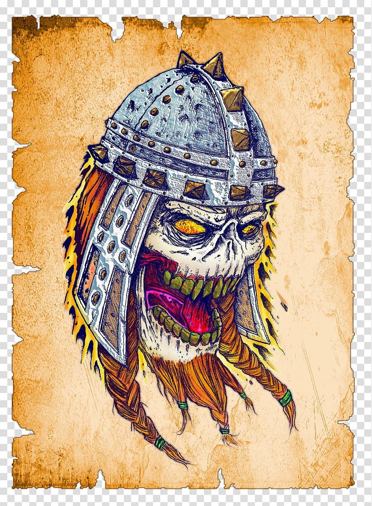 Viking Skull (colored) transparent background PNG clipart