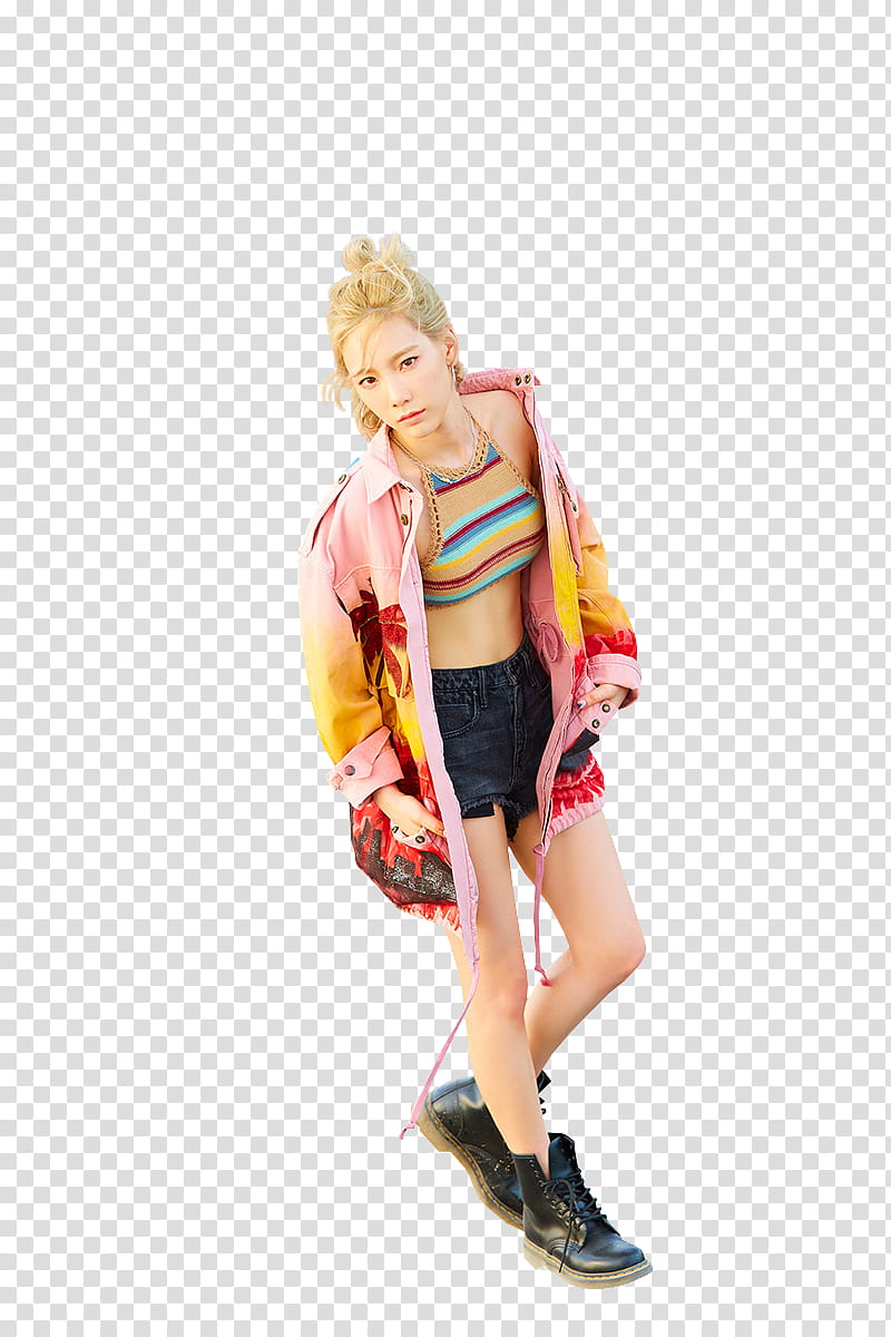 Taeyeon Why Teaser, woman wearing pink and yellow jacket transparent background PNG clipart