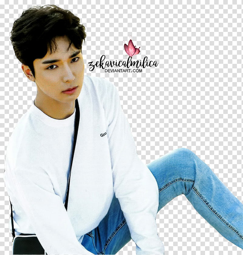 Pentagon Yuto  Season Greetings, man in white crew-neck long-sleeved shirt transparent background PNG clipart