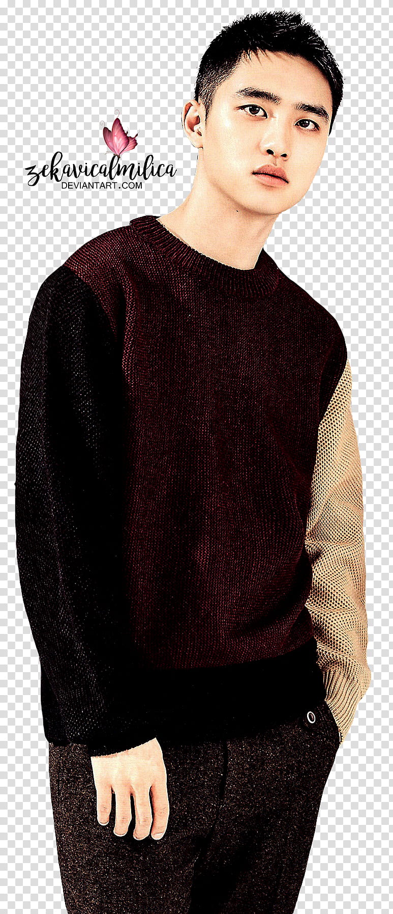 EXO D O  Season Greetings, men's maroon and black long-sleeved shirt transparent background PNG clipart
