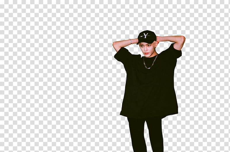 Taeyong NCT, man standing while wearing shirt holding his head transparent background PNG clipart