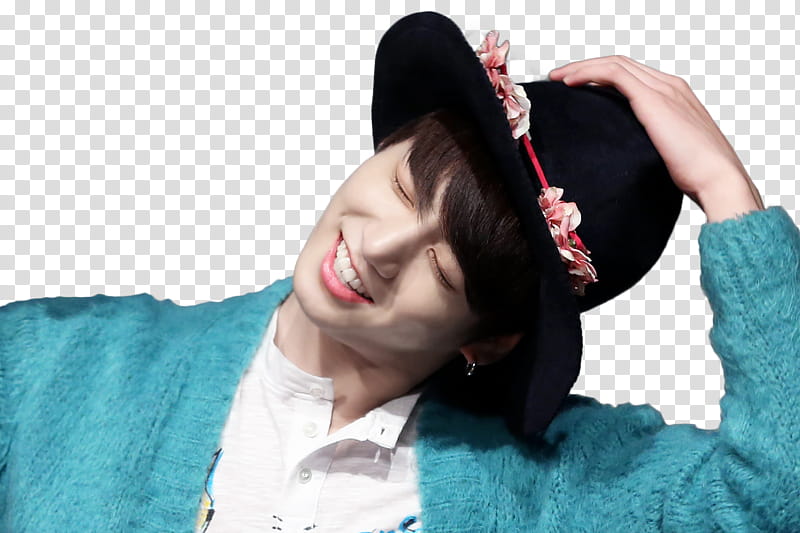 jeon jungkook , man holding his hat transparent background PNG clipart