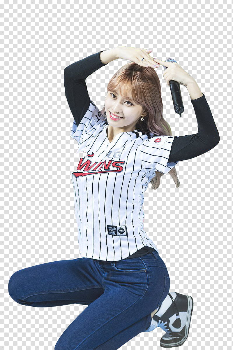 RENDER TWICE MOMO, woman holding microphone while kneeling and smiling transparent background PNG clipart
