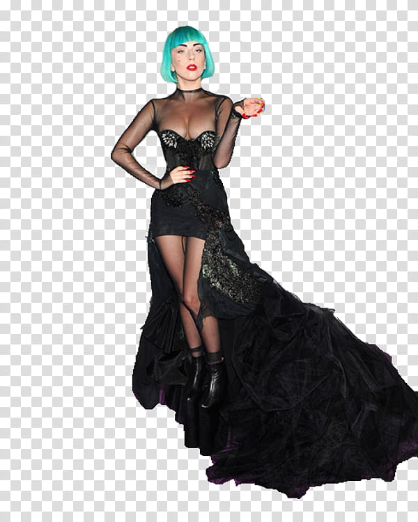 Lady Gaga , Lady Gaga wearing black low-high gown transparent background PNG clipart