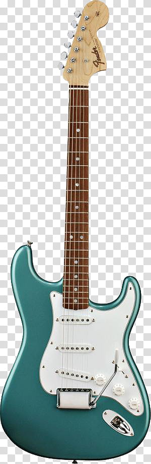 Fenders Guitars, green and white electric guitar transparent background PNG clipart
