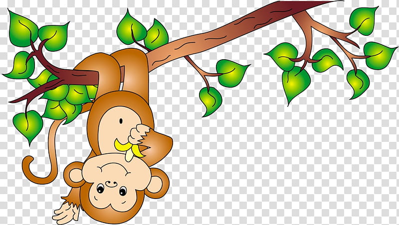 Monkey, Drawing, Cartoon, Cuteness, Comics, Branch, Leaf, Tree transparent background PNG clipart