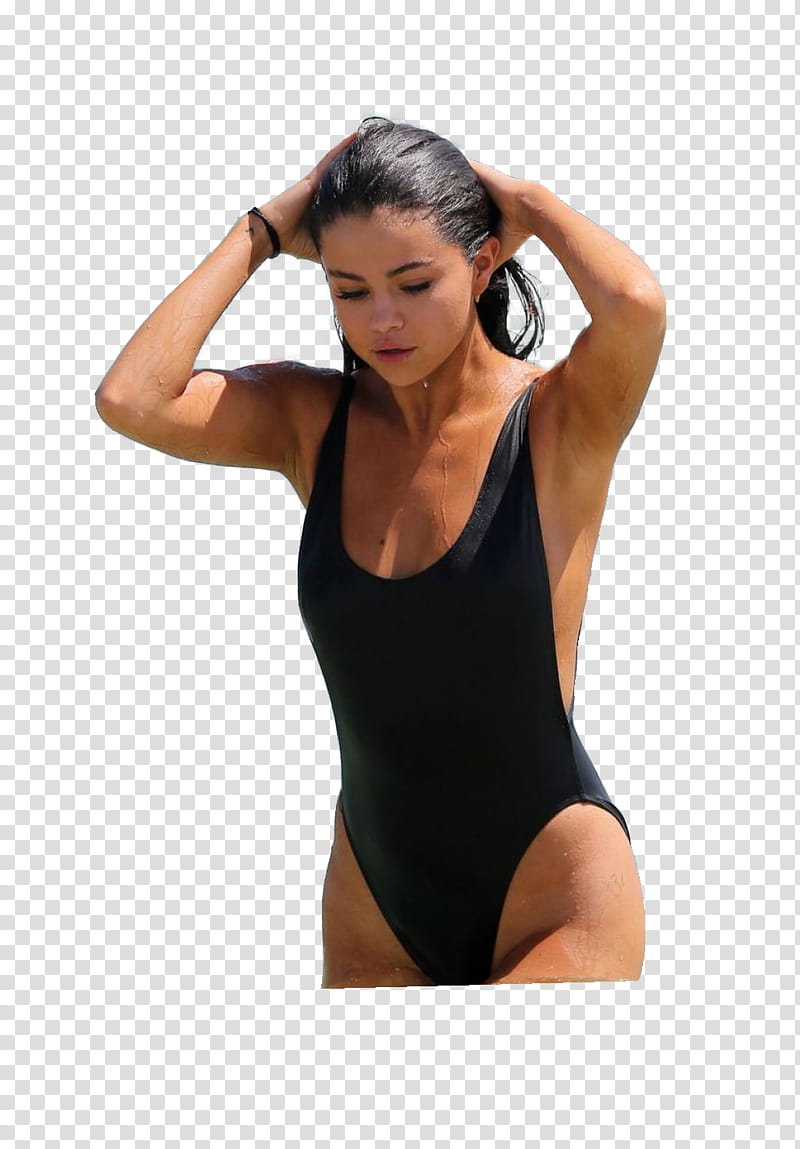 Selena Gomez, selena-gomez-in-a-one-piece-on-a-beach-in-miami-september-_ transparent background PNG clipart