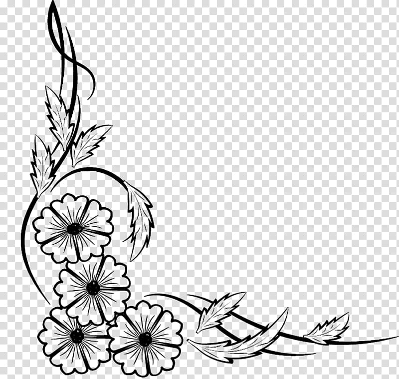 gray flower border transparent background PNG clipart
