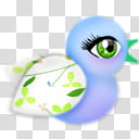 Lil cHick a Dees Icons,  cHick-a-Dee BlueJay (floral), blue and green bird transparent background PNG clipart