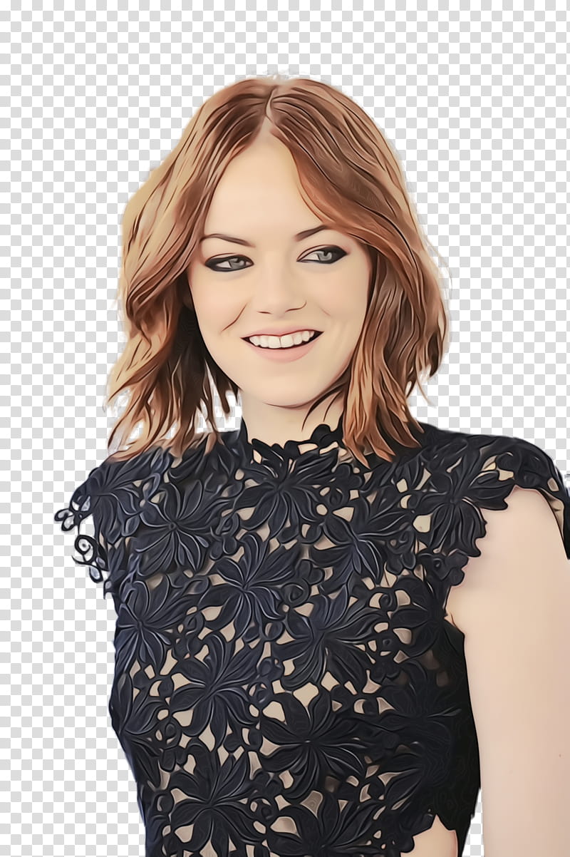 Hair, Watercolor, Paint, Wet Ink, Emma Stone, Lob, Bob Cut, Hairstyle transparent background PNG clipart