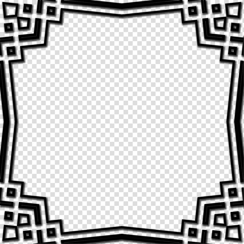 FRAME IX, square black and white template transparent background PNG clipart