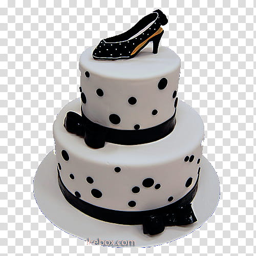 Cakes, white and black icing covered -tier cake transparent background PNG clipart