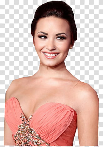 Demi Lovato, women's pink sweetheart neckline top transparent background PNG clipart