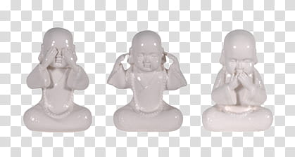 AESTHETIC GRUNGE, three wise buddha figurines transparent background PNG clipart