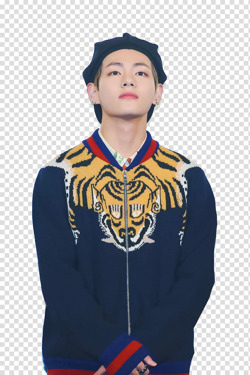 Taehyung V BTS, man wearing black zip-up jacket transparent background PNG clipart