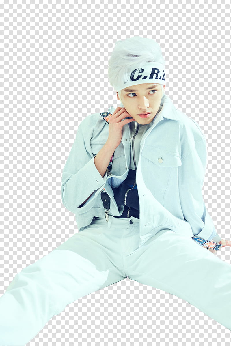TAEYONG NCT THE TH SENSE , man sitting while doing pose transparent background PNG clipart