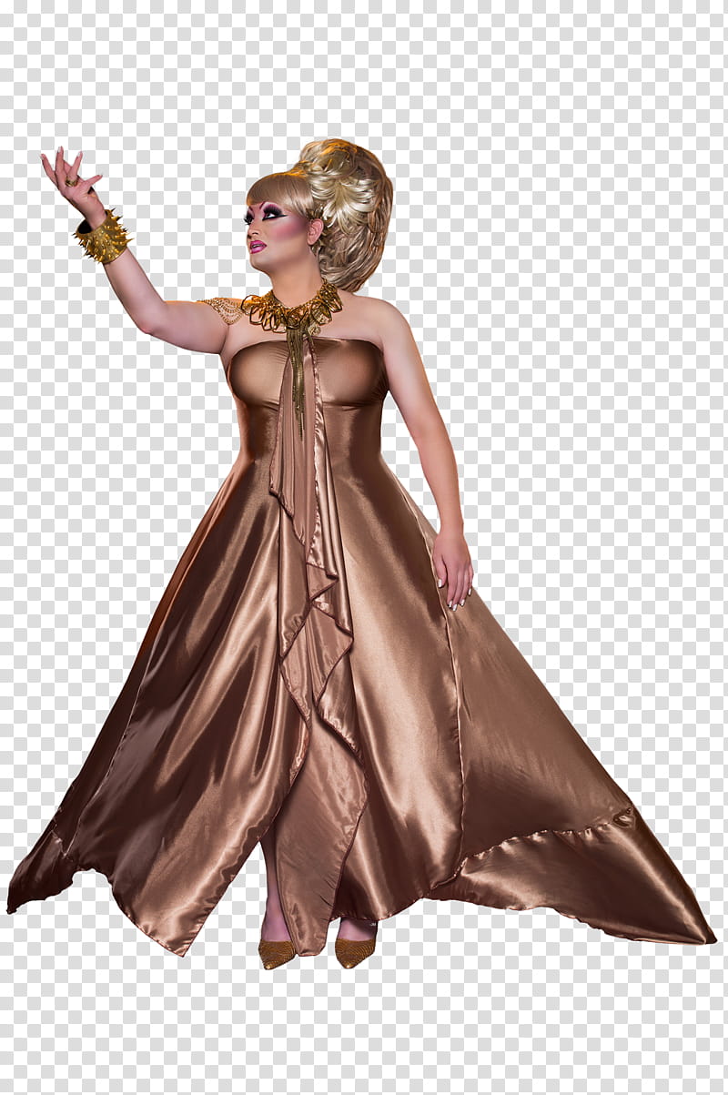 woman in gold dress transparent background PNG clipart