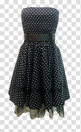 Dresses, black and white polka-do strapless dress transparent background PNG clipart