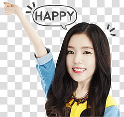 Red Velvet irene kakao talk emoji, woman raising her hand transparent background PNG clipart